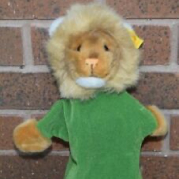 Vtg Steiff Lion Hand Glove/Puppet Plush & Trevira Velvet w/Botton EAN 6478/27